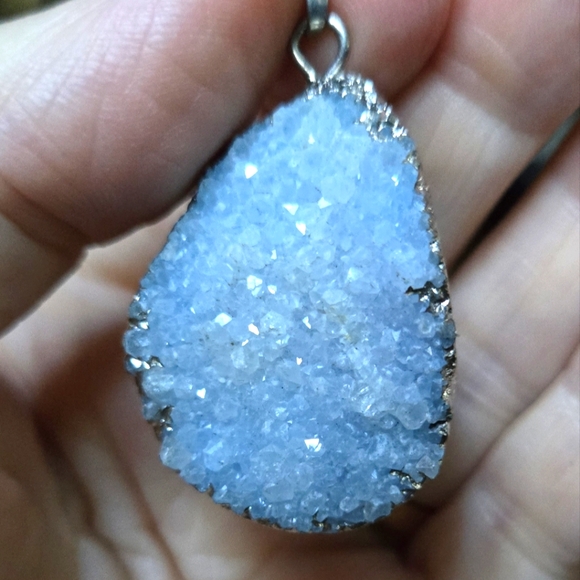 Kharma by Avelon Jewelry - Celestite Druzy Pendant silver Necklace